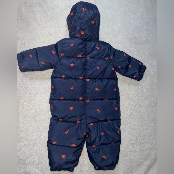 GAP Baby Winter Puffer Onesie Bodysuit | Size 6 - 12 Months | Blue | Orange | - Picture 2 of 3